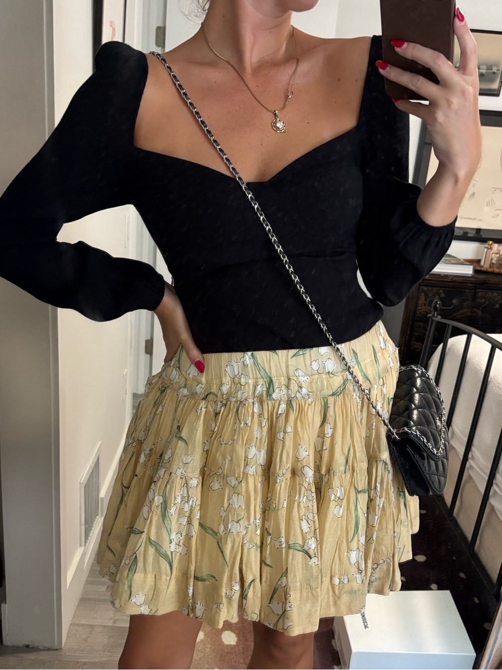 Reformation Black Off-the-Shoulder Puff Sleeve Sweater